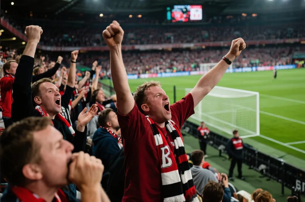 球迷在世界杯夜晚观看比赛的热烈氛围